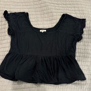 Madewell Black Ruffled Blouse